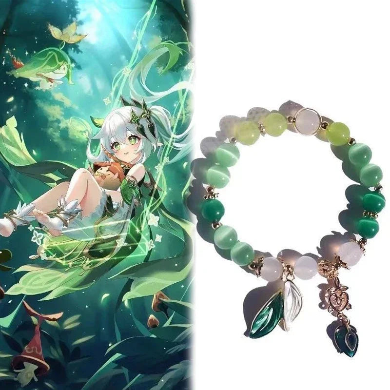 Genshin Impact Nahida Wanderer Cosplay Bracelet Buer Lesser Lord Kusanali Women Leaf Pendant Bracelets Jewelry Accessories Gifts