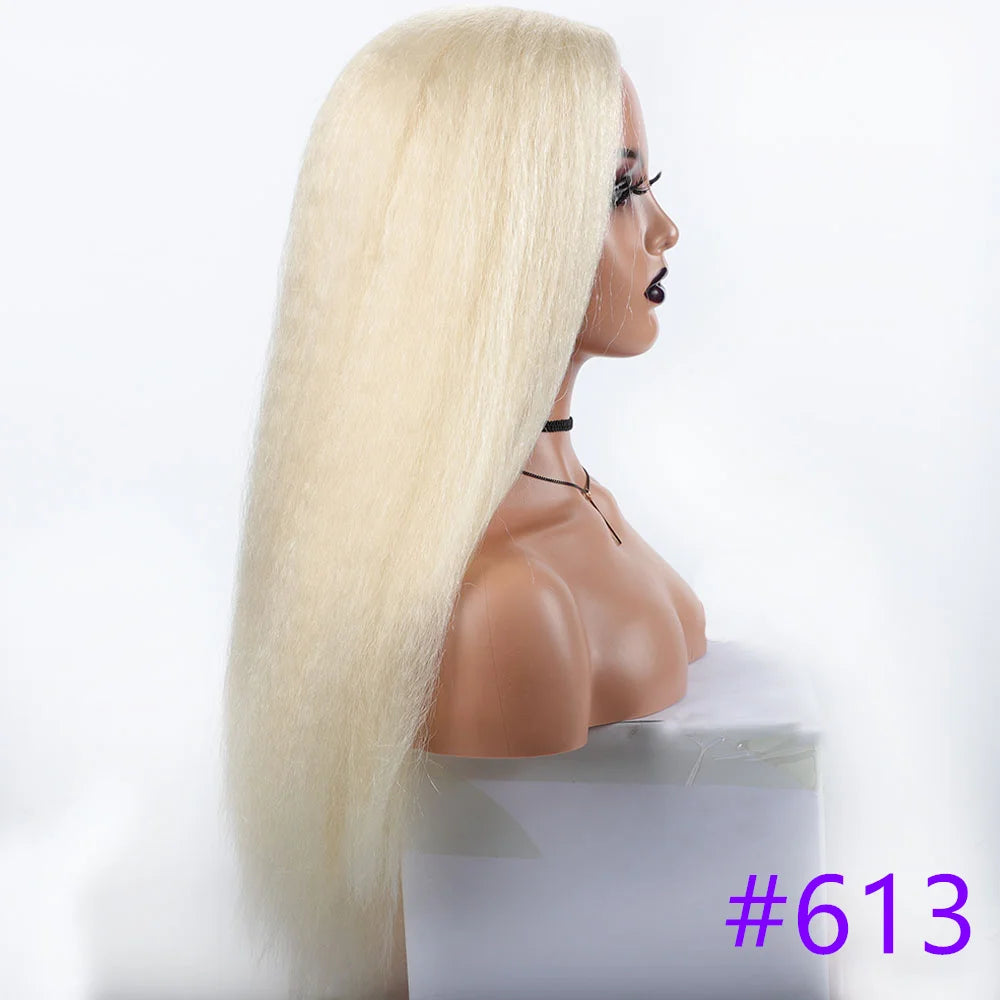Long Synthetic Kinky Straight Wigs for Women Puffy Synthetic Straight Hair Wigs Middle Part Wigs Brown Black Ginger White Wigs