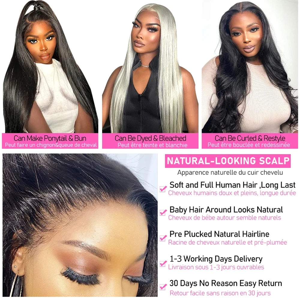 13x4 Lace Front Human Hair Straight Wigs 13x6 HD Lace Frontal Wigs Brazilian 200 High Density Wigs 4x4 5x5 Closure Glueless Wigs