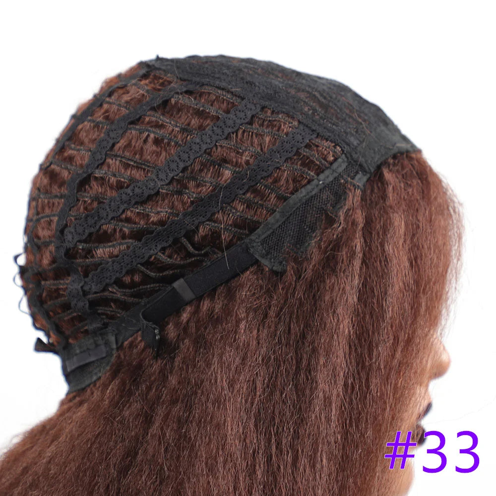 Long Synthetic Kinky Straight Wigs for Women Puffy Synthetic Straight Hair Wigs Middle Part Wigs Brown Black Ginger White Wigs