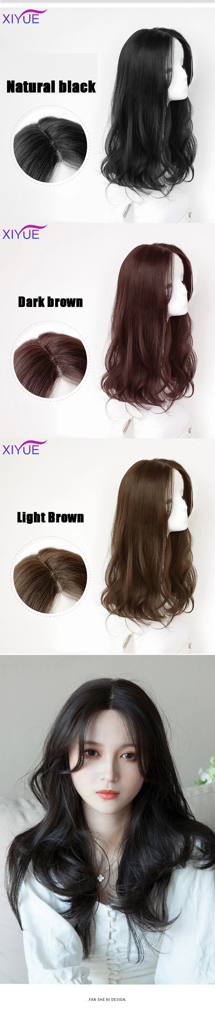 XIYUE Long Synthetic Curly Wigs With Center Bangs Natural Curly Dark Brown Wigs for Women Cosplay Wigs Heat Resistant Fiber Wigs