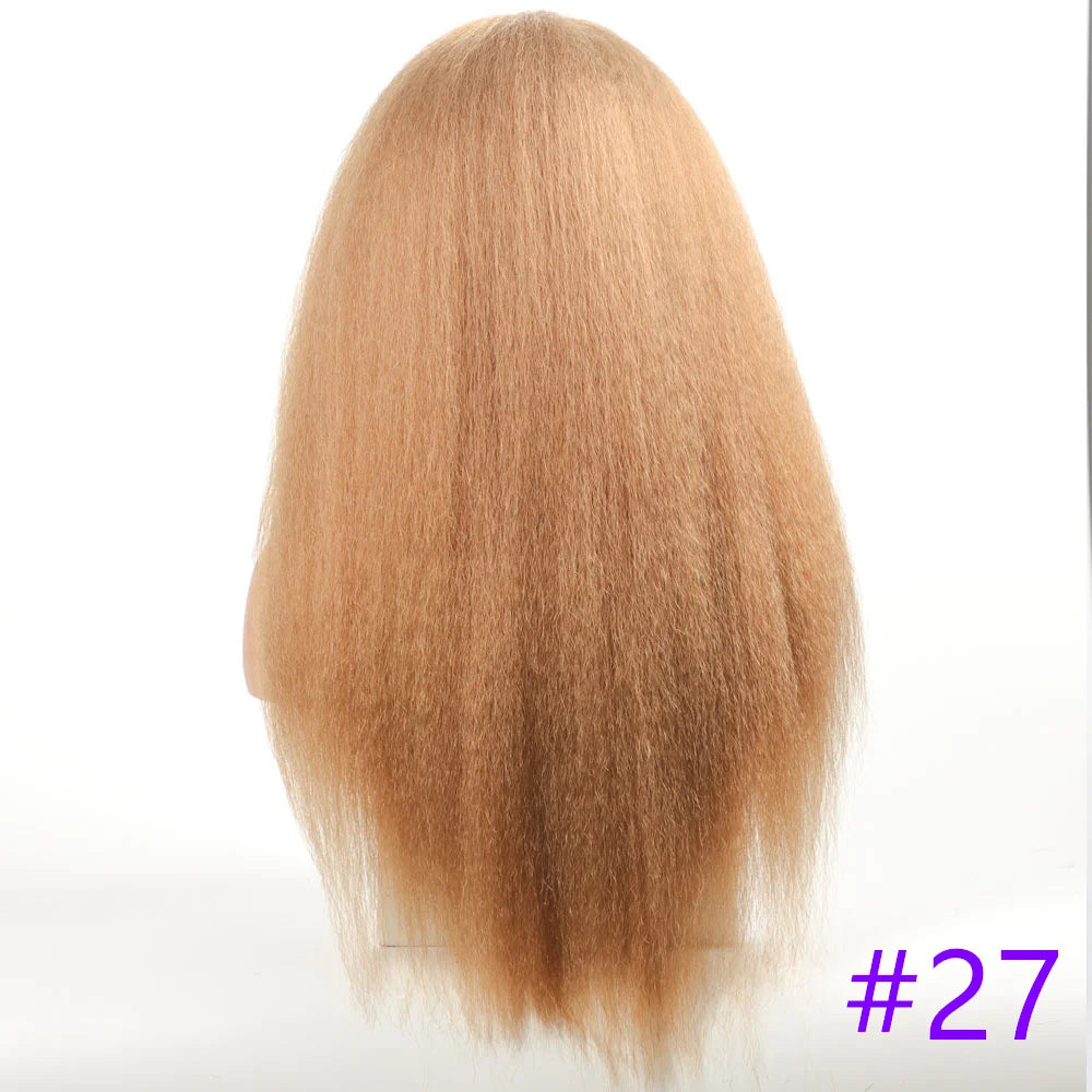 Long Synthetic Kinky Straight Wigs for Women Puffy Synthetic Straight Hair Wigs Middle Part Wigs Brown Black Ginger White Wigs