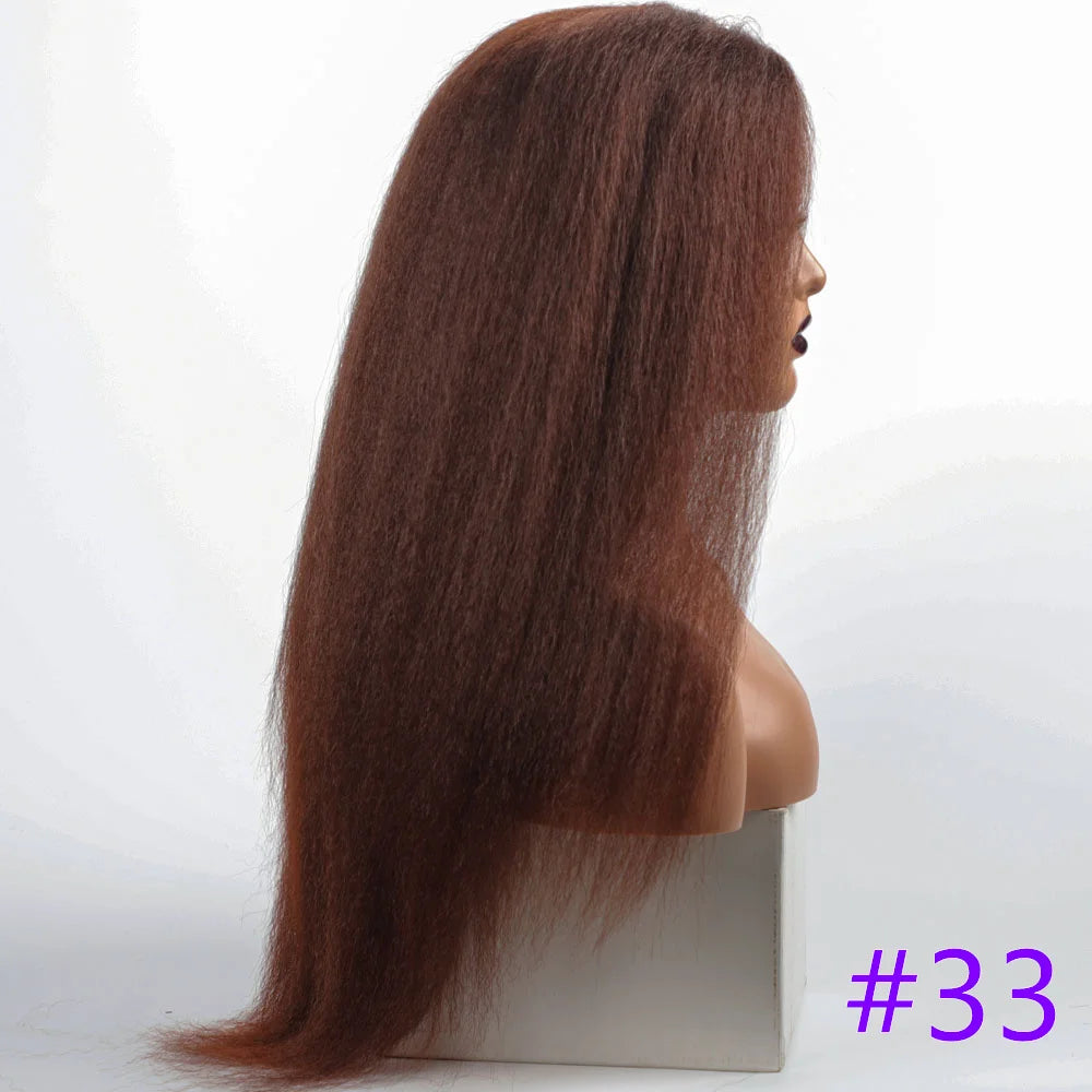 Long Synthetic Kinky Straight Wigs for Women Puffy Synthetic Straight Hair Wigs Middle Part Wigs Brown Black Ginger White Wigs