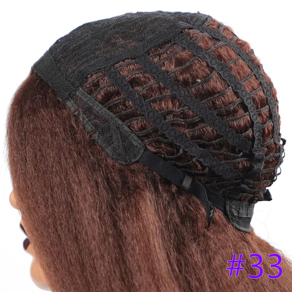 Long Synthetic Kinky Straight Wigs for Women Puffy Synthetic Straight Hair Wigs Middle Part Wigs Brown Black Ginger White Wigs
