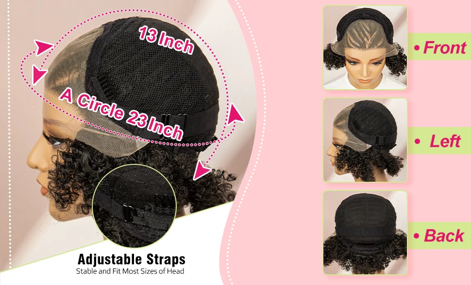 Afro Curly Short Braided Wigs for Black Women