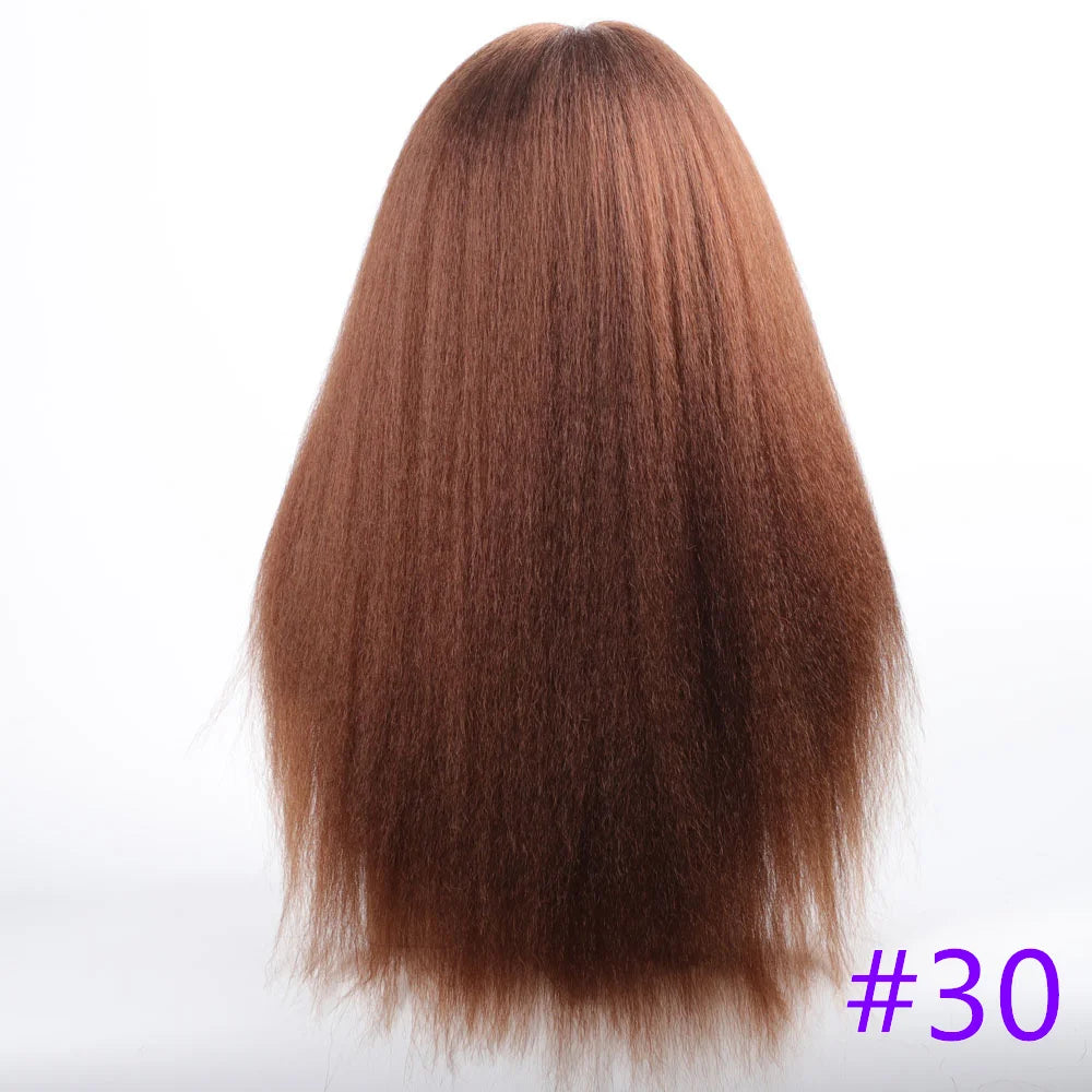 Long Synthetic Kinky Straight Wigs for Women Puffy Synthetic Straight Hair Wigs Middle Part Wigs Brown Black Ginger White Wigs