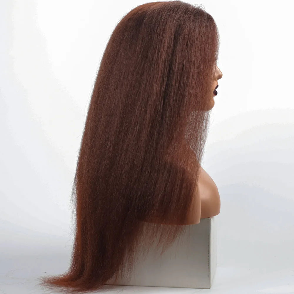 Long Synthetic Kinky Straight Wigs for Women Puffy Synthetic Straight Hair Wigs Middle Part Wigs Brown Black Ginger White Wigs