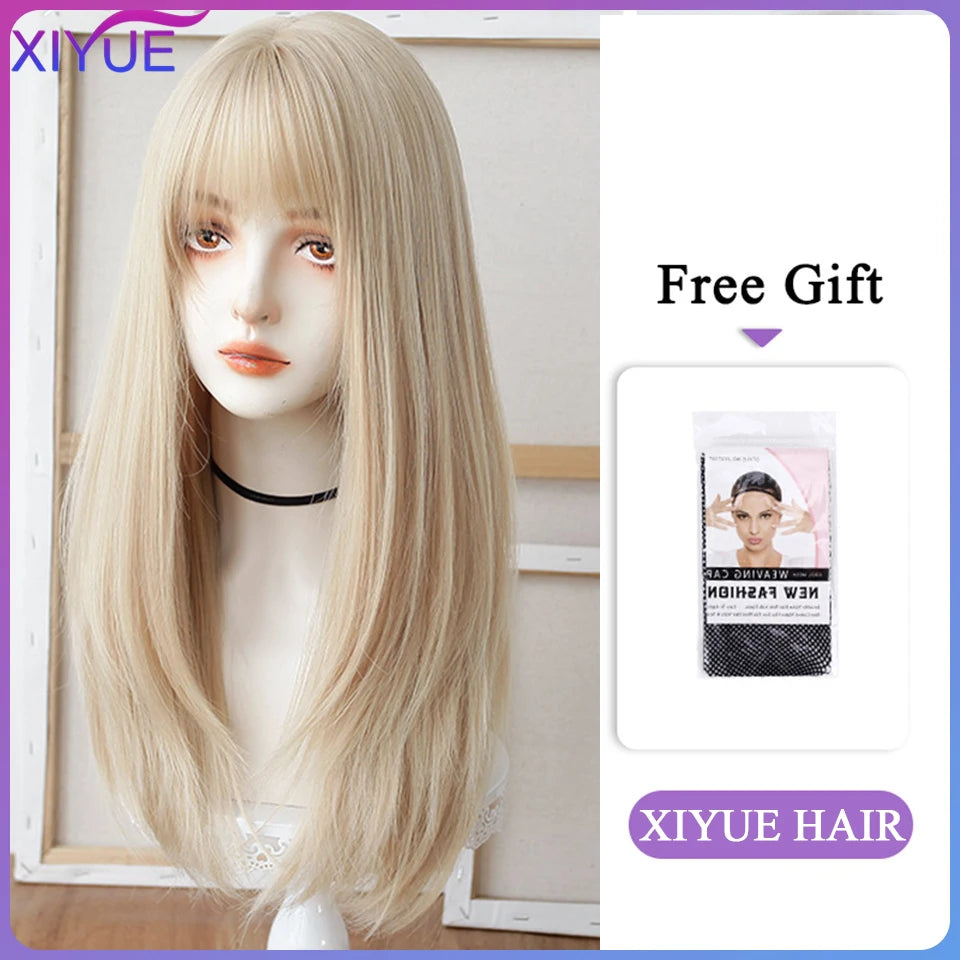 XIYUE Long Synthetic Curly Wigs With Center Bangs Natural Curly Dark Brown Wigs for Women Cosplay Wigs Heat Resistant Fiber Wigs