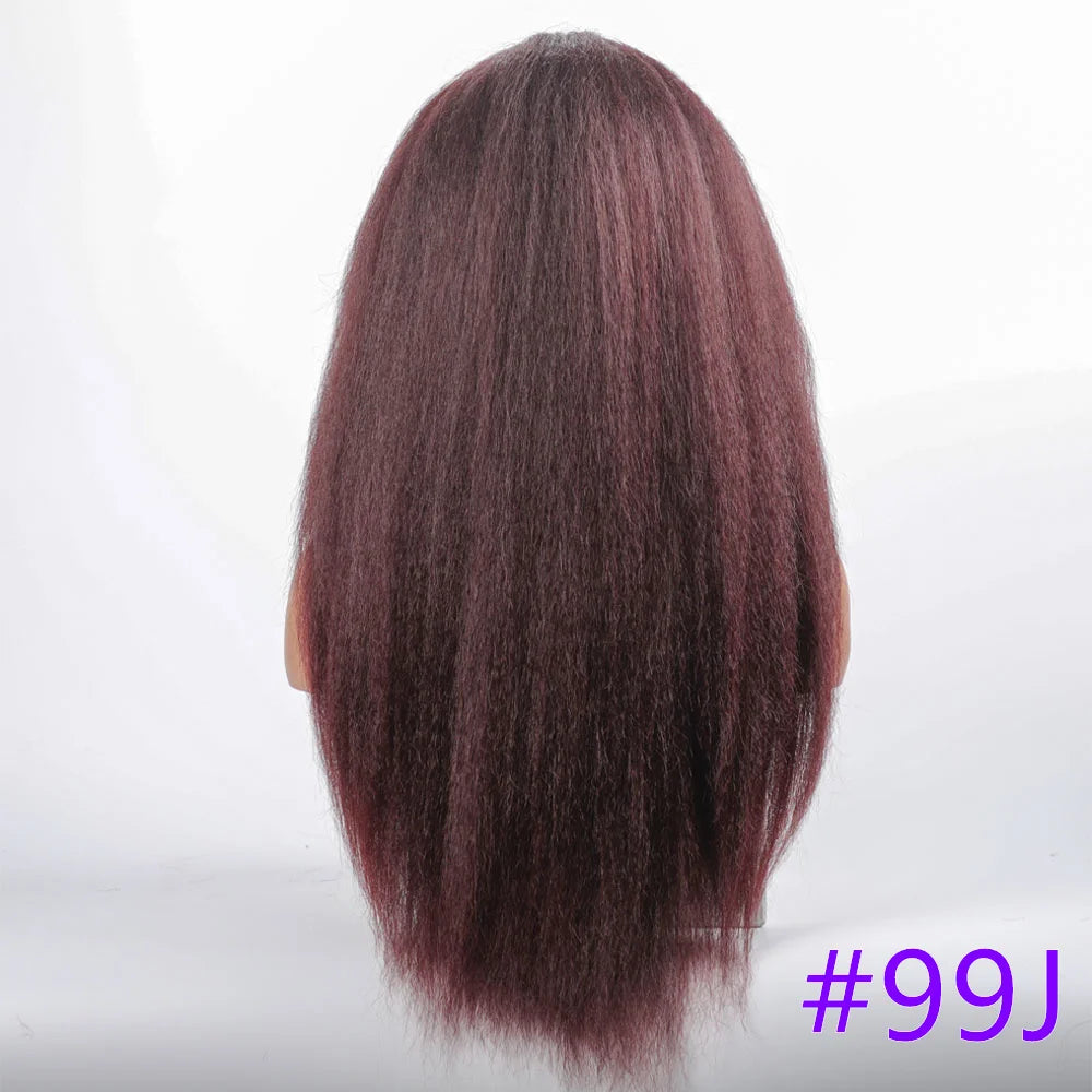 Long Synthetic Kinky Straight Wigs for Women Puffy Synthetic Straight Hair Wigs Middle Part Wigs Brown Black Ginger White Wigs