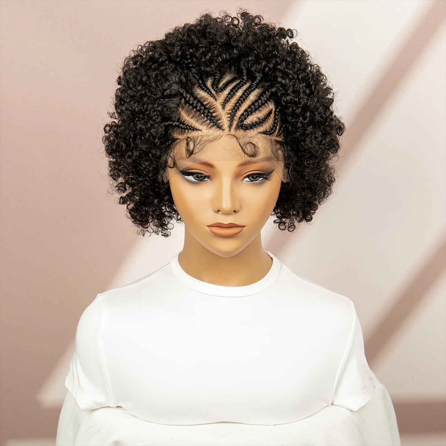 Afro Curly Short Braided Wigs for Black Women