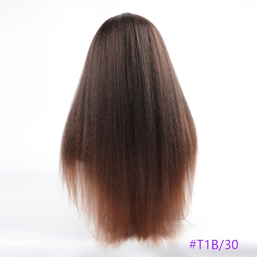 Long Synthetic Kinky Straight Wigs for Women Puffy Synthetic Straight Hair Wigs Middle Part Wigs Brown Black Ginger White Wigs