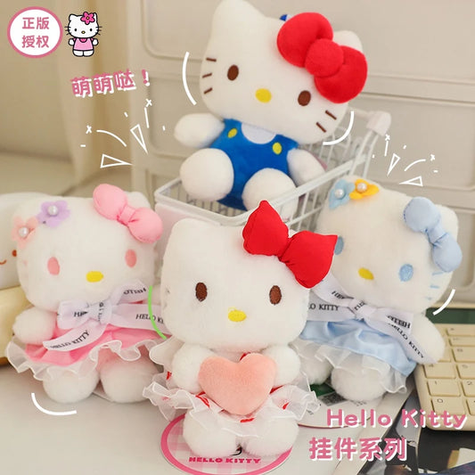 Sanrio Hello Kitty Plush Girl Keychain Bag Pendant Kuromi Cinnamoroll Kids Hello Kitty Stuffed Toys Girl Keyring Backpack Gifts
