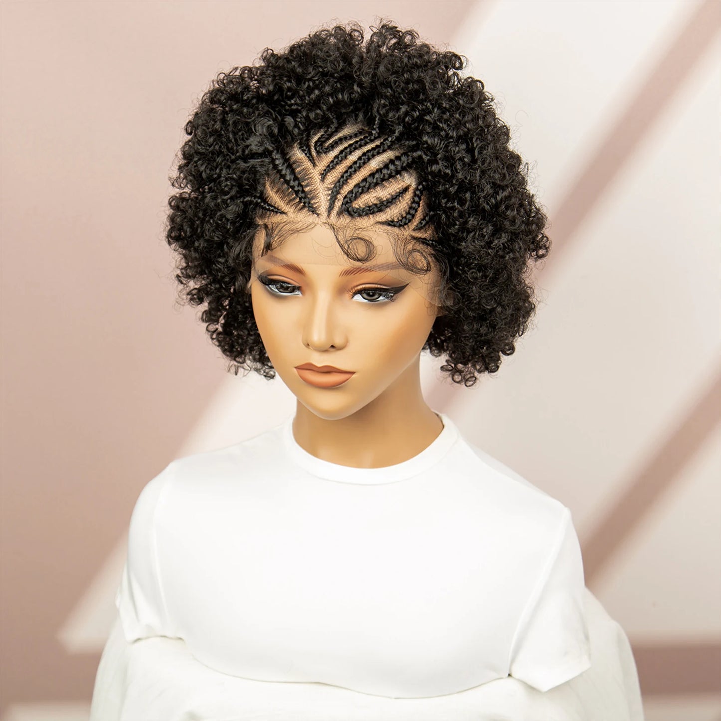 Afro Curly Short Braided Wigs for Black Women