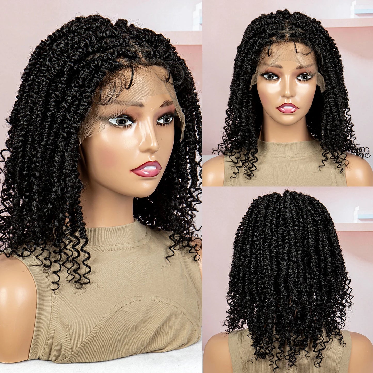 Dreadlocks Braided Wigs Lace Front Braided Wigs Short Box Braided Wigs for Women with Baby Hair Ombre Lace Braids Wigs