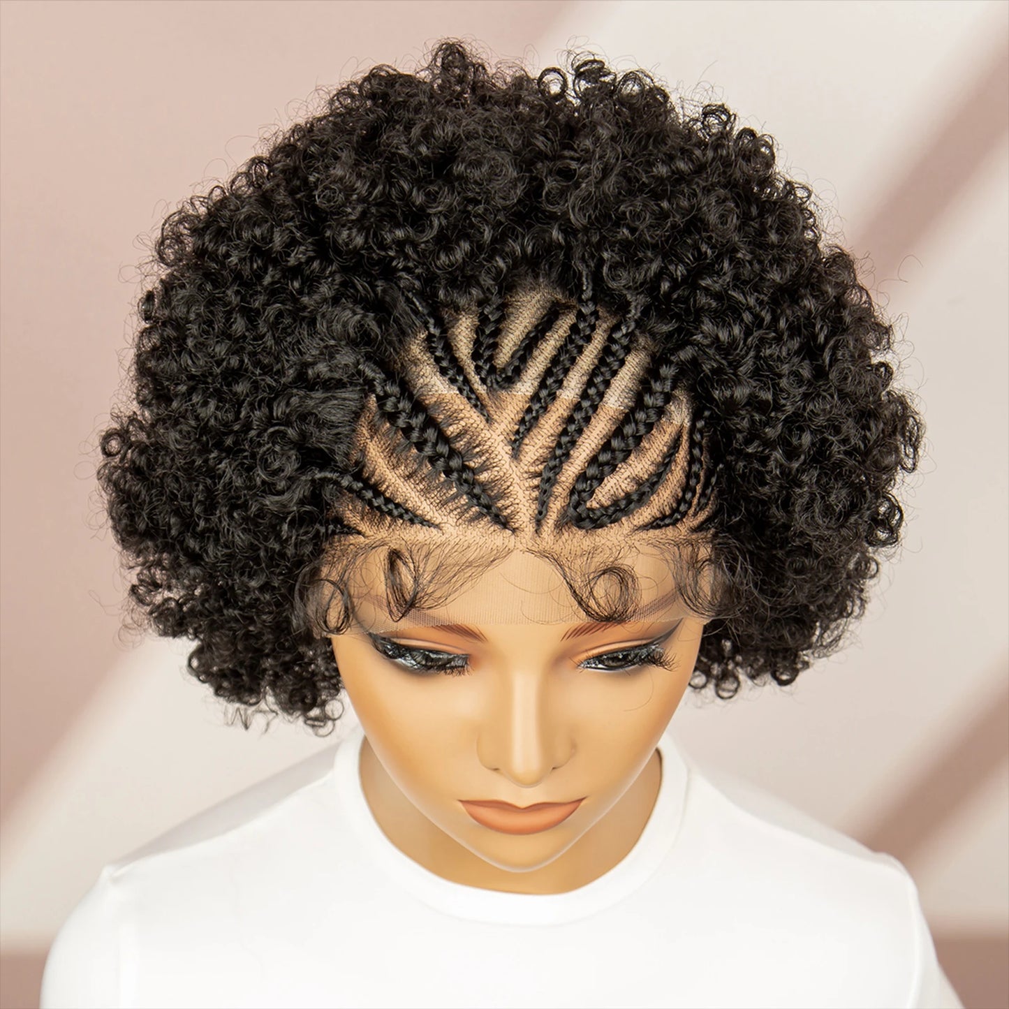Afro Curly Short Braided Wigs for Black Women