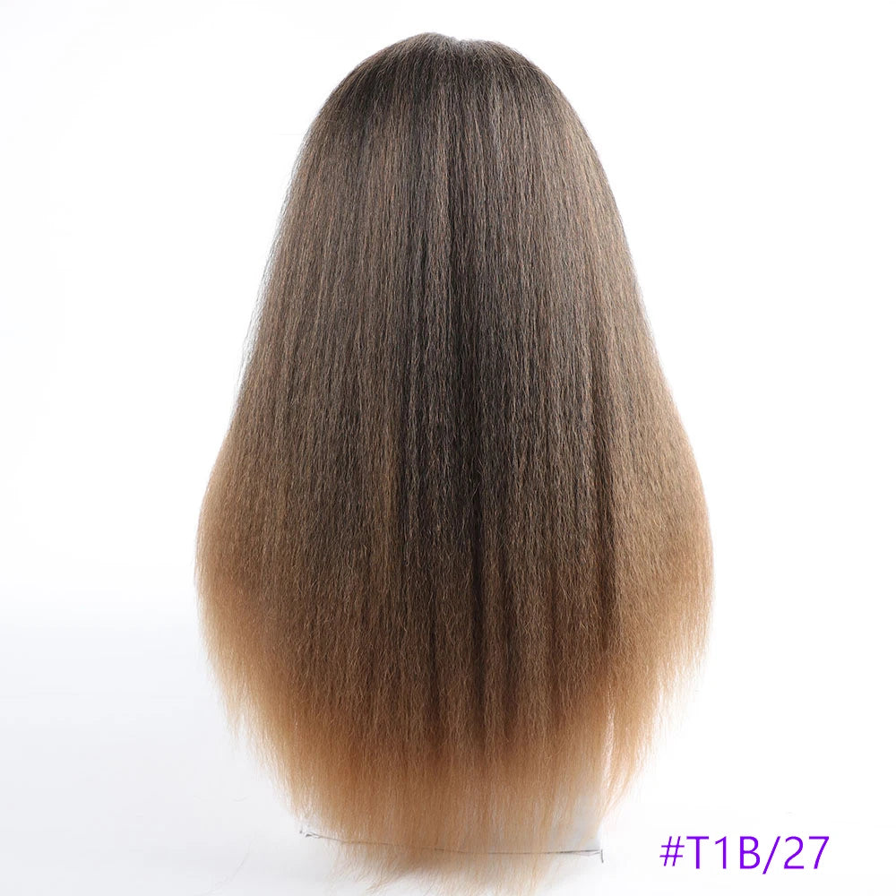 Long Synthetic Kinky Straight Wigs for Women Puffy Synthetic Straight Hair Wigs Middle Part Wigs Brown Black Ginger White Wigs