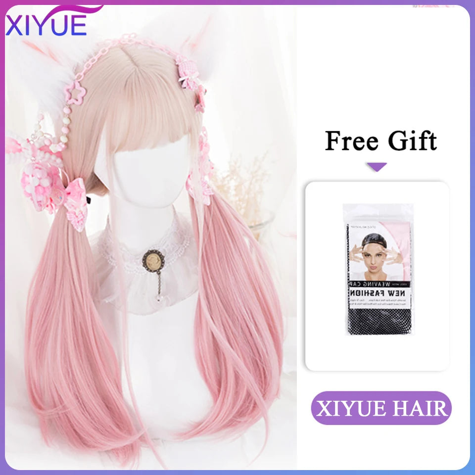 XIYUE Long Synthetic Curly Wigs With Center Bangs Natural Curly Dark Brown Wigs for Women Cosplay Wigs Heat Resistant Fiber Wigs