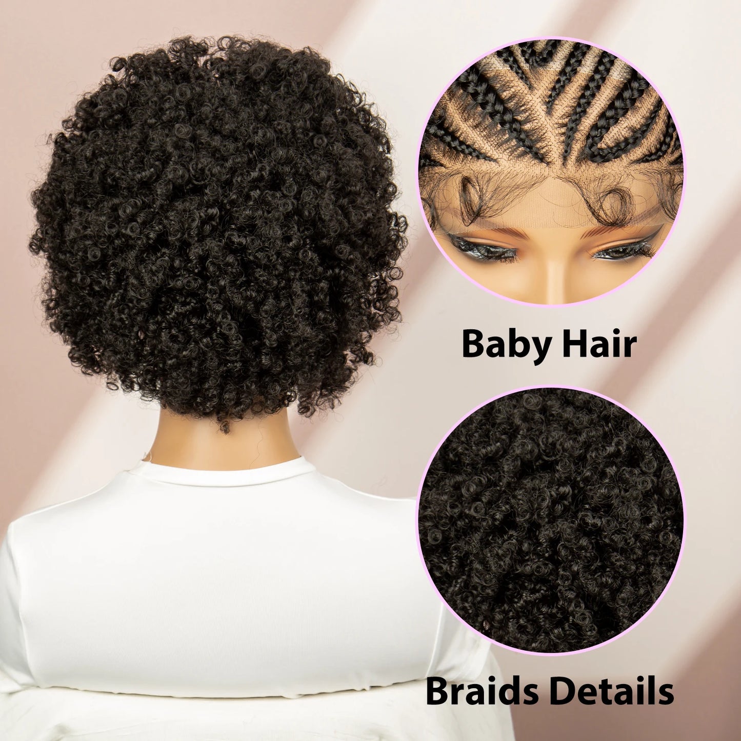 Afro Curly Short Braided Wigs for Black Women