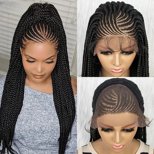 Synthetic Braided Wigs Lace Front Braided Wigs for Black Women Synthetic 13x4 Lace Front Wigs Braided Wigs With Baby Hair