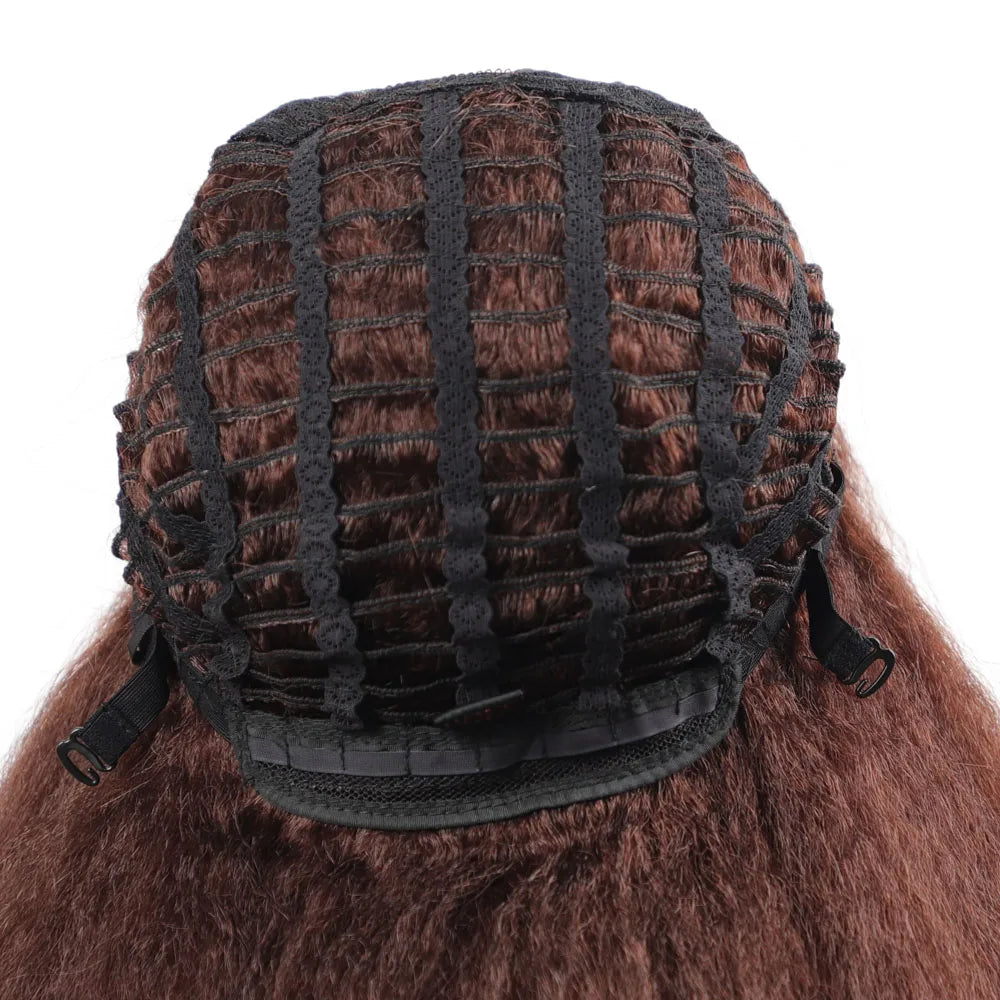 Long Synthetic Kinky Straight Wigs for Women Puffy Synthetic Straight Hair Wigs Middle Part Wigs Brown Black Ginger White Wigs