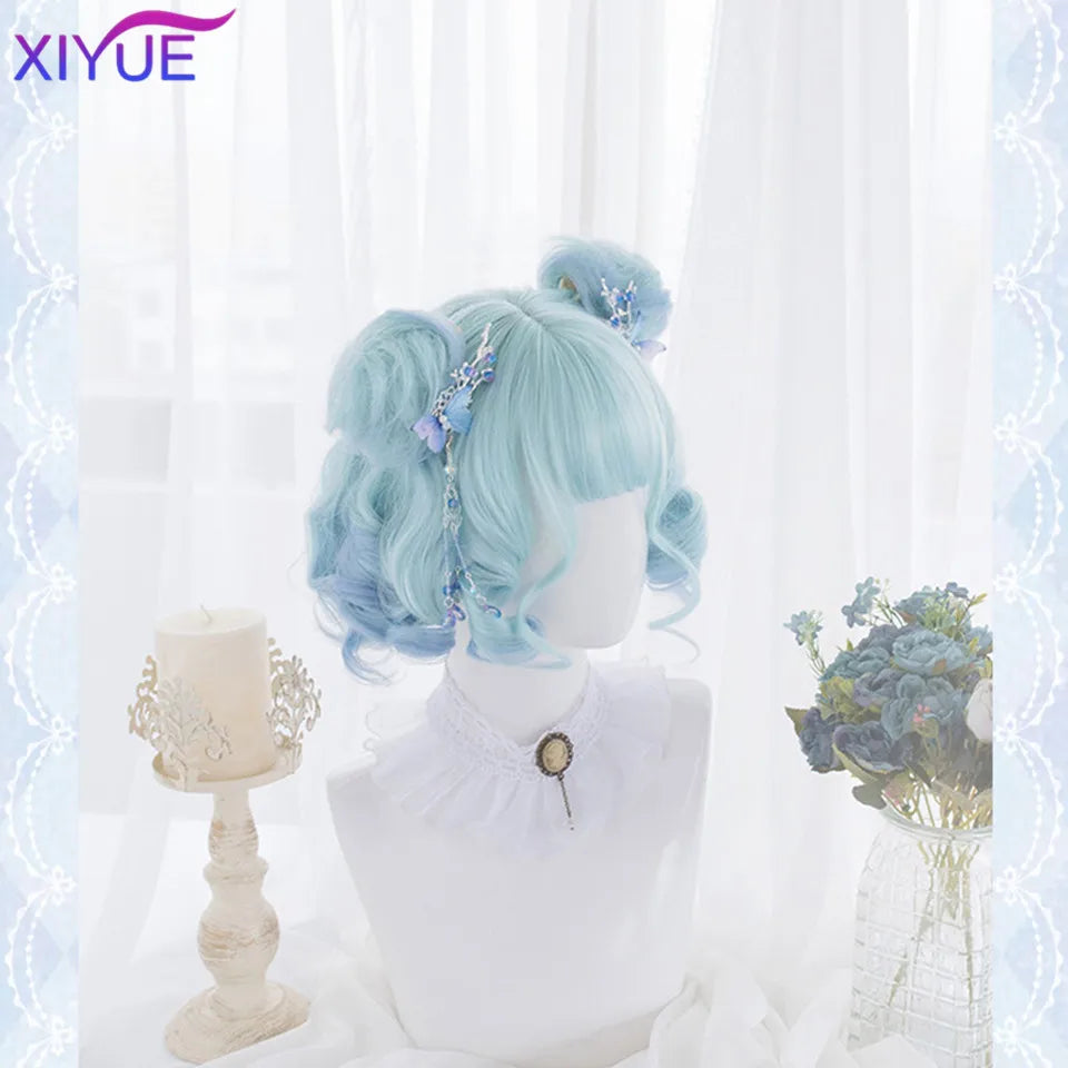 XIYUE Long Synthetic Curly Wigs With Center Bangs Natural Curly Dark Brown Wigs for Women Cosplay Wigs Heat Resistant Fiber Wigs