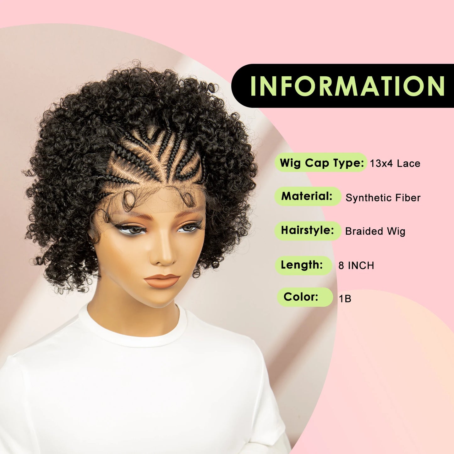 Afro Curly Short Braided Wigs for Black Women