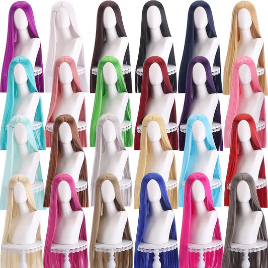 High Quality 70cmLong Wigs high temperature fiber Synthetic Wigs Costume Cosplay Wigs Party Wigs 24 color