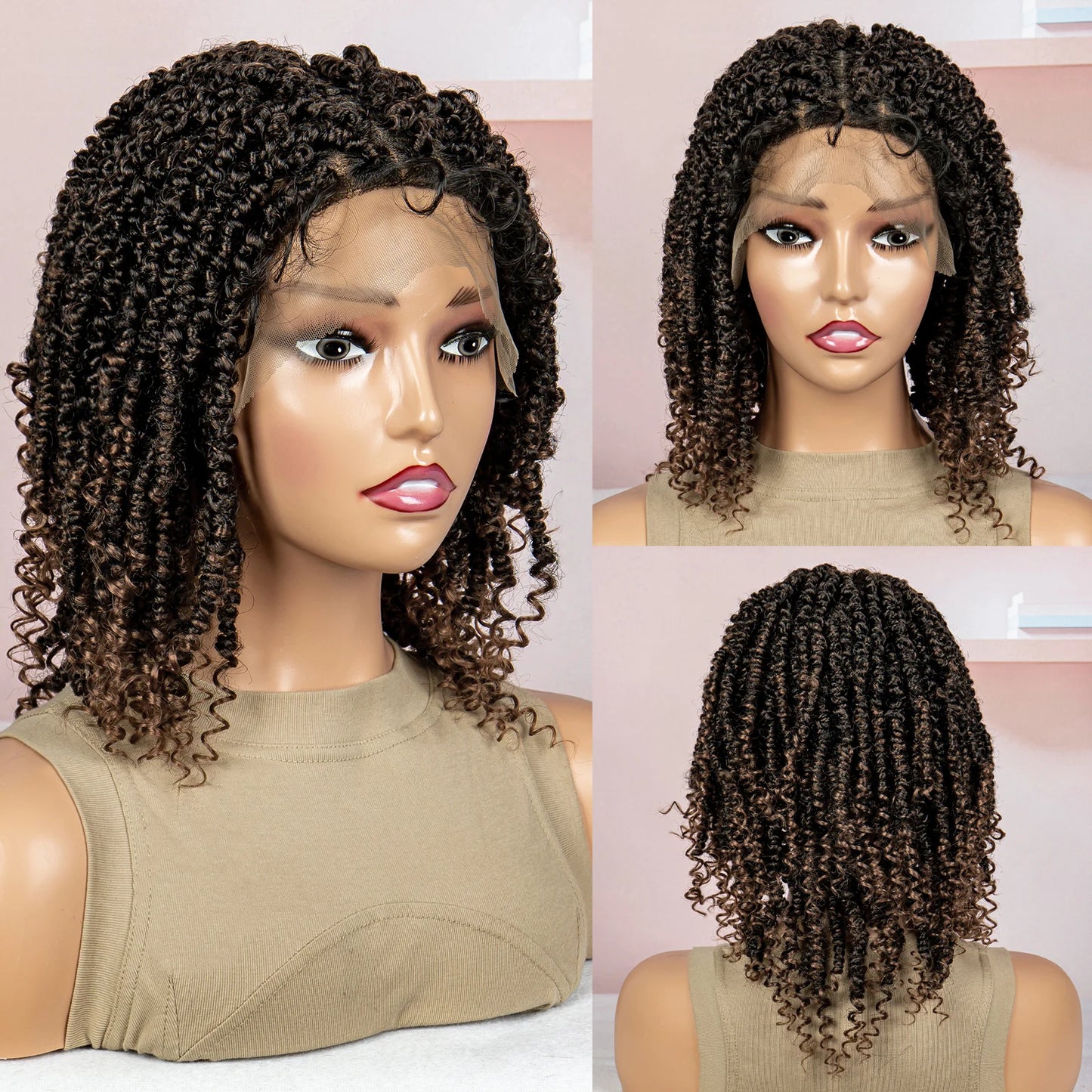 Dreadlocks Braided Wigs Lace Front Braided Wigs Short Box Braided Wigs for Women with Baby Hair Ombre Lace Braids Wigs