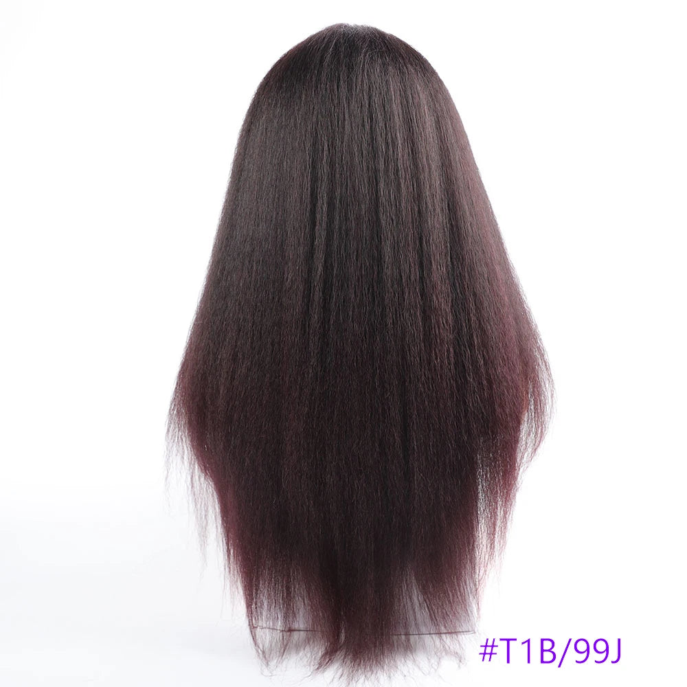 Long Synthetic Kinky Straight Wigs for Women Puffy Synthetic Straight Hair Wigs Middle Part Wigs Brown Black Ginger White Wigs