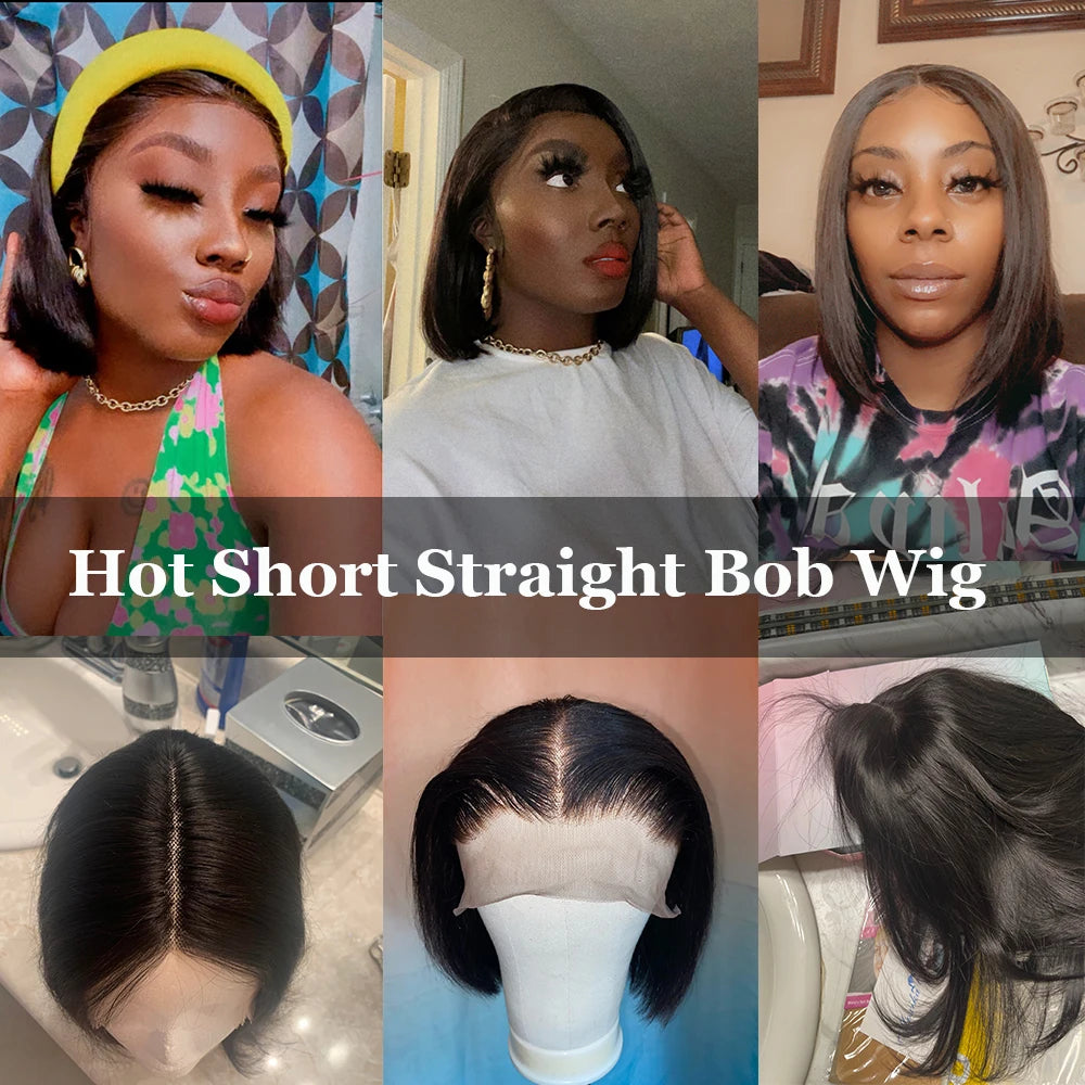 Human Hair Lace Frontal Wig Human Hair Wigs 100% Bob Wigs Cheap Wigs On Sale Clearance Straight Lace Front Wigs Human Hair Wigs