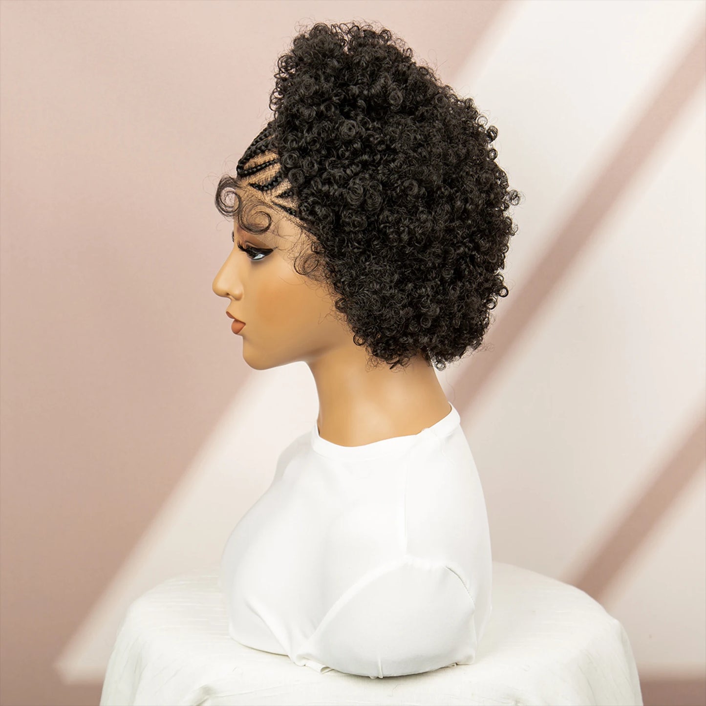 Afro Curly Short Braided Wigs for Black Women
