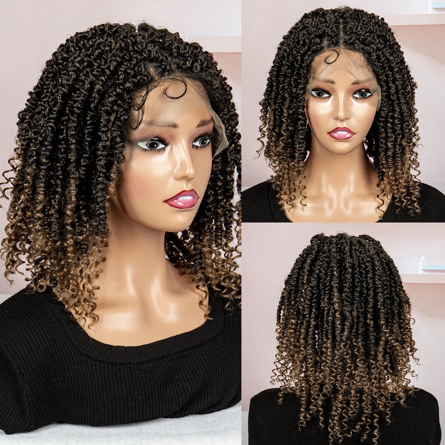 Dreadlocks Braided Wigs Lace Front Braided Wigs Short Box Braided Wigs for Women with Baby Hair Ombre Lace Braids Wigs
