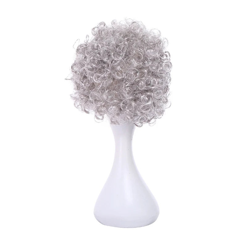 Kids Old Lady Wigs Short Gray Wigs Natural Lookings Halloween Cosplays Party Wigs Granny Costume Grandma Wigs for Girls