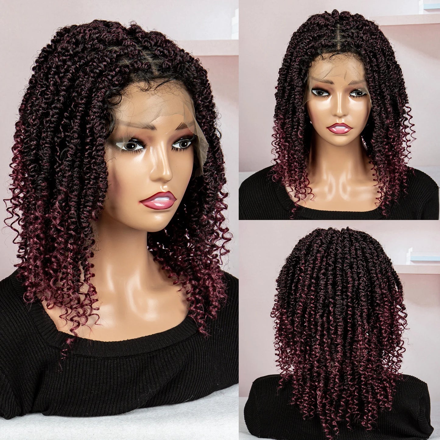 Dreadlocks Braided Wigs Lace Front Braided Wigs Short Box Braided Wigs for Women with Baby Hair Ombre Lace Braids Wigs