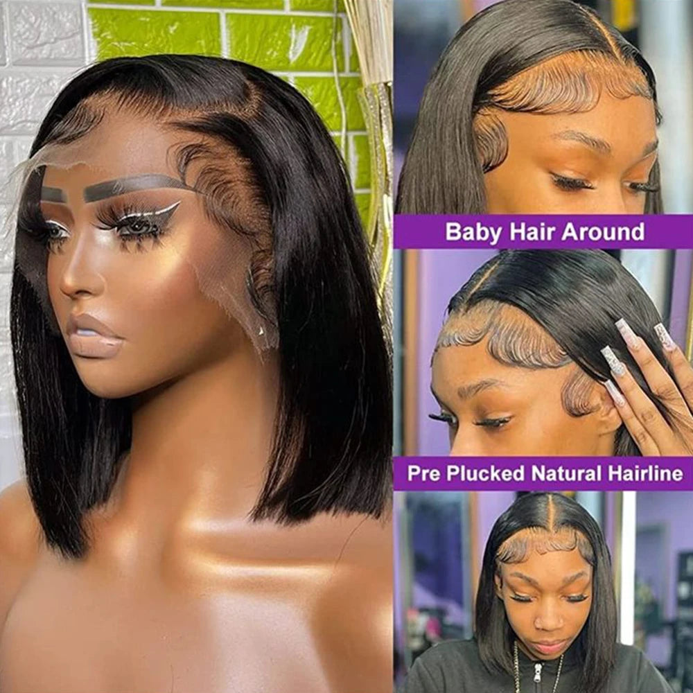 Human Hair Lace Frontal Wig Human Hair Wigs 100% Bob Wigs Cheap Wigs On Sale Clearance Straight Lace Front Wigs Human Hair Wigs